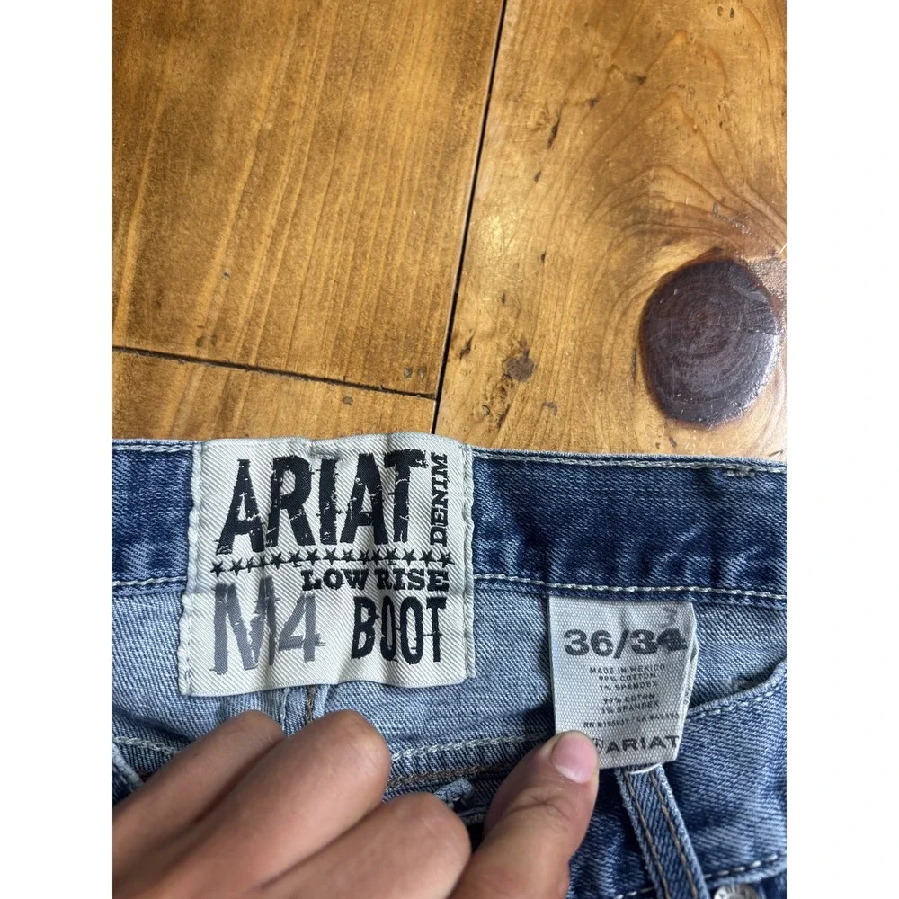 ARIAT M4 Low Rise Bootcut Jeans Men's Size 36x34 Medium Wash Denim